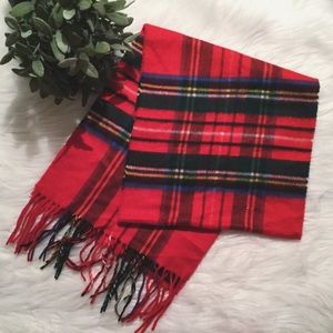 Red Plaid Scarf Fringed Wrap Christmas Preppy ❤️❤️